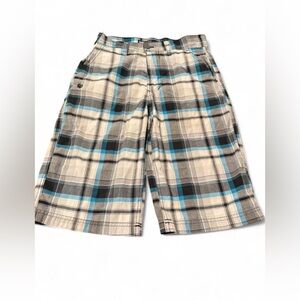 South Pole Men's Cargo Shorts in Blue and Tan Plaid